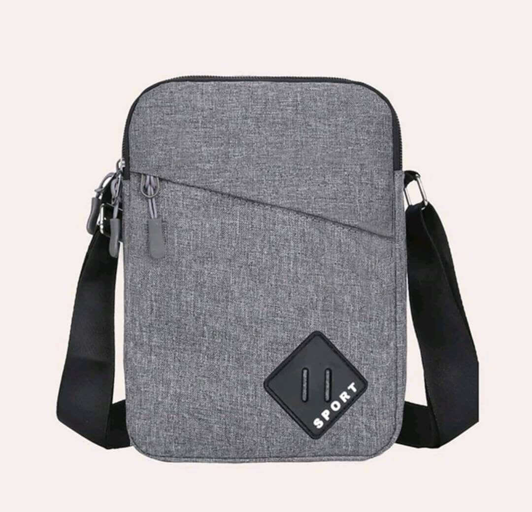 grey minimalist crossbody man bag