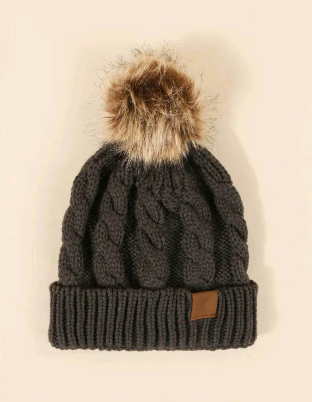 unisex grey pompom beanie