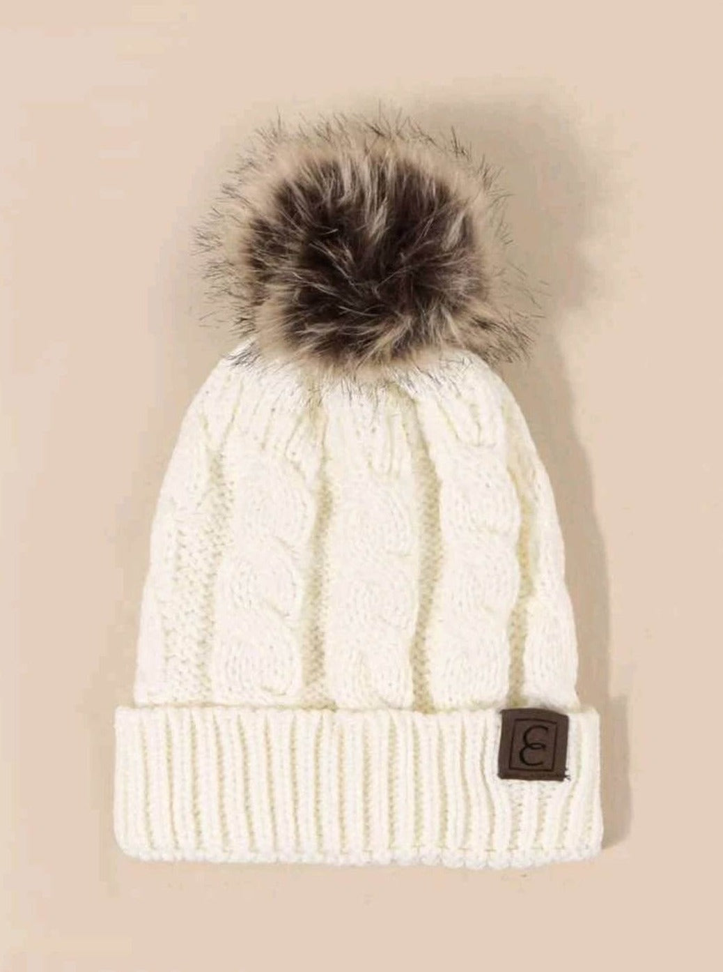unisex white pompom beanie