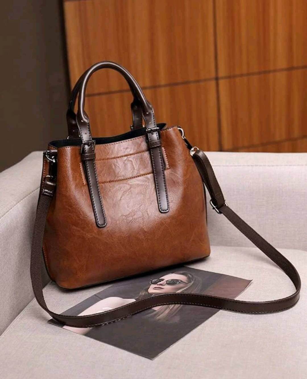 luxury two tone brown leather handbag shoulder bag