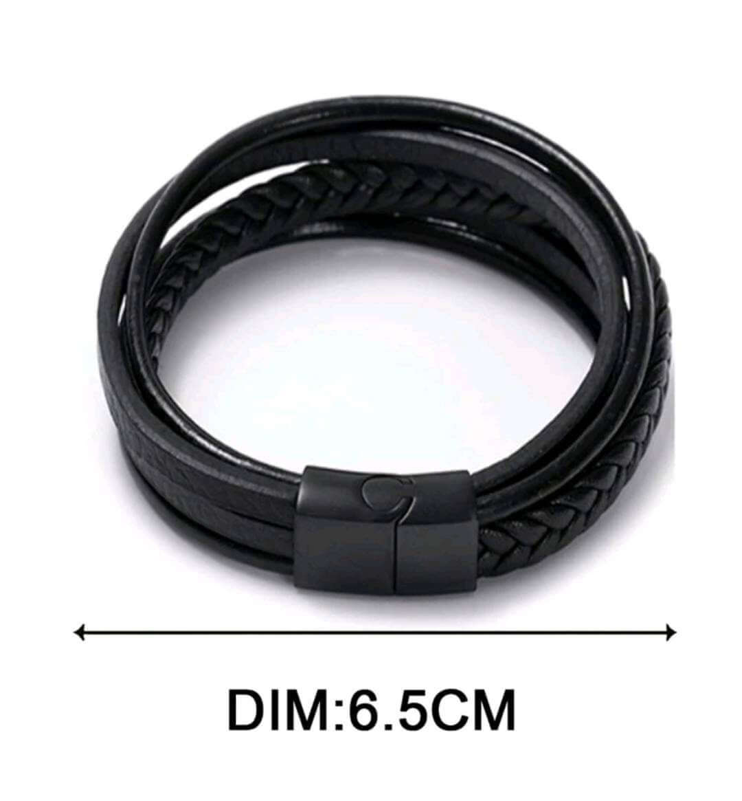 Men's Jewellery - black layered braided bracelet