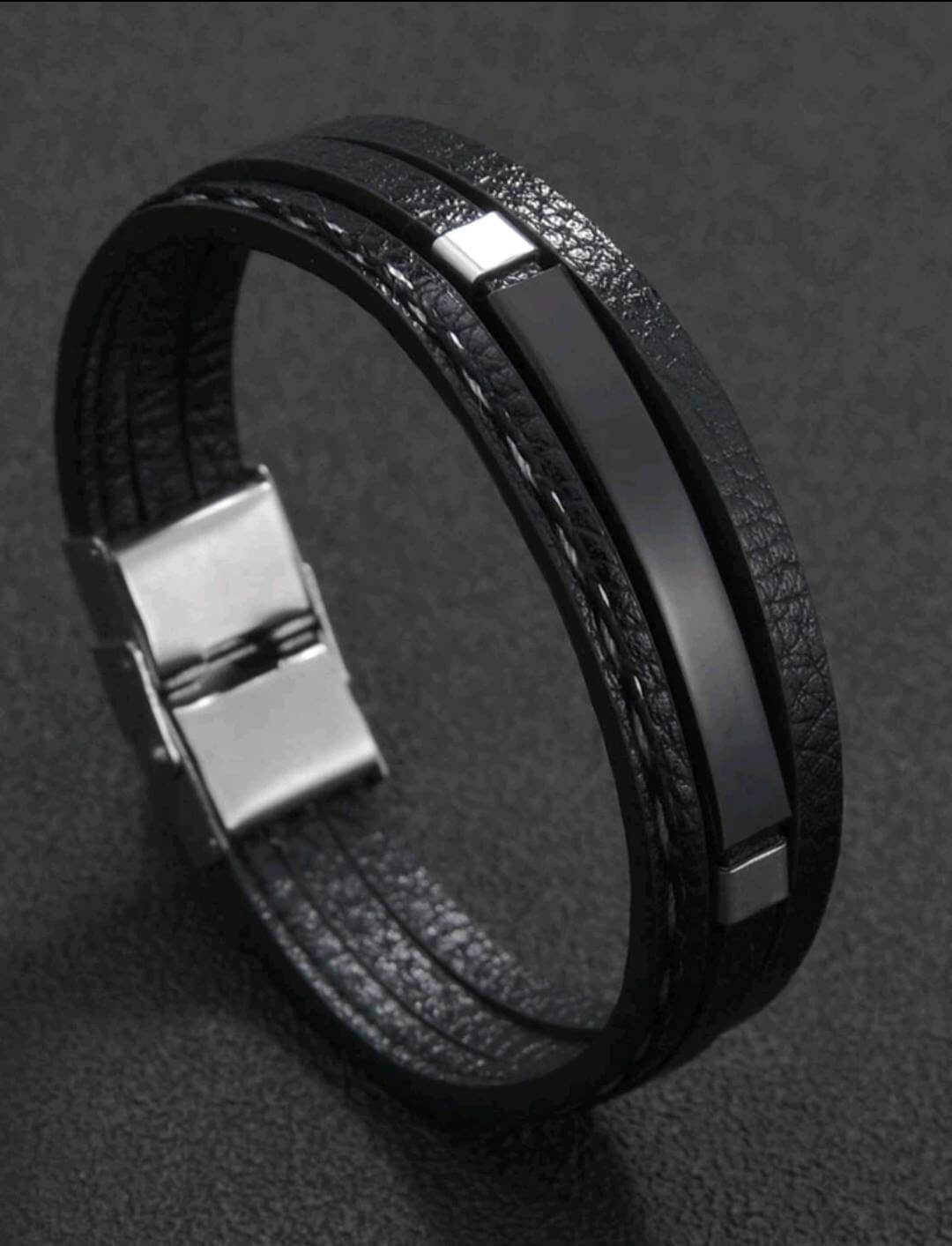 Men's Jewellery - black layered braided bracelet