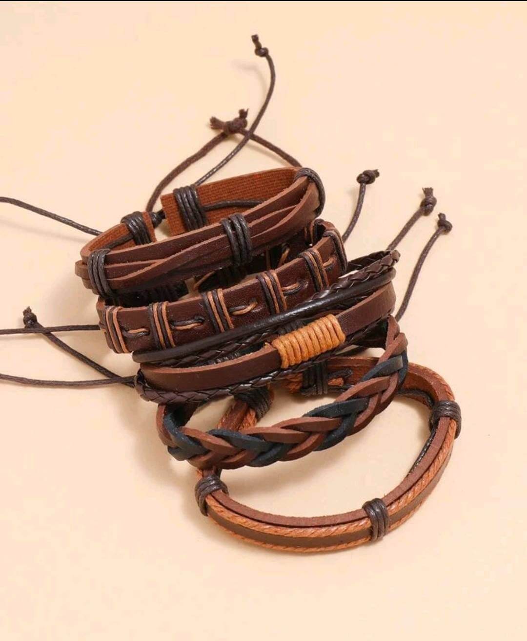 Men's Jewellery - 5 brown braided bracelet