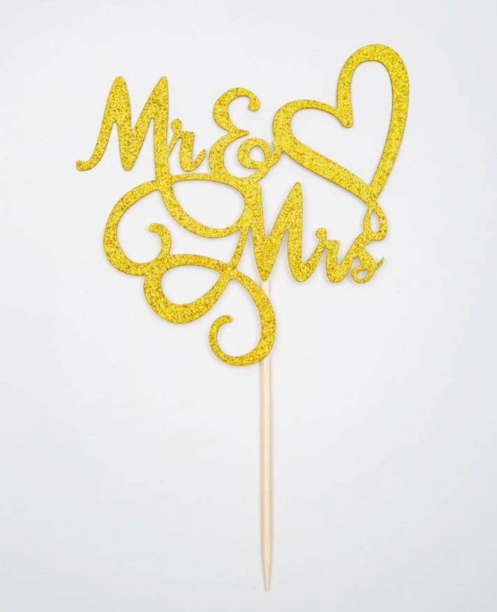 gold Mr & Mrs cake topper