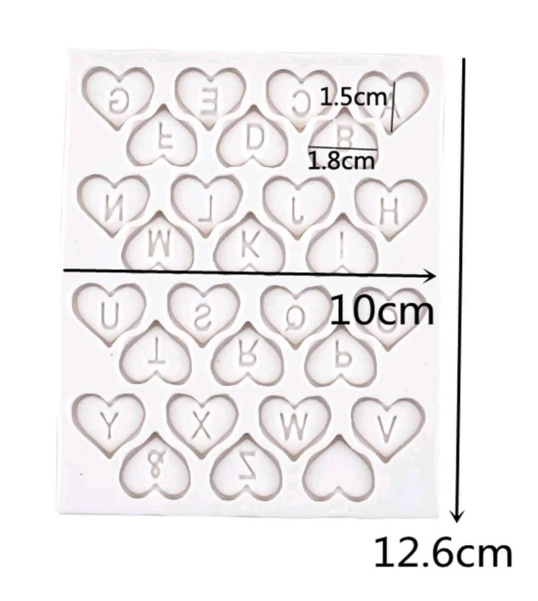 Craft - silicone mould - heart alphabet