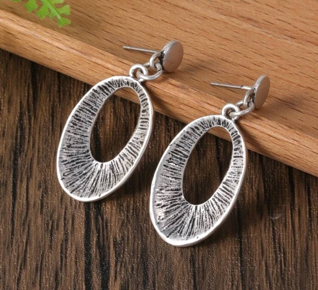 Necklace Set - Silver oval