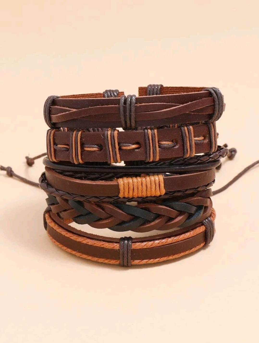 Men's Jewellery - 5 brown braided bracelet