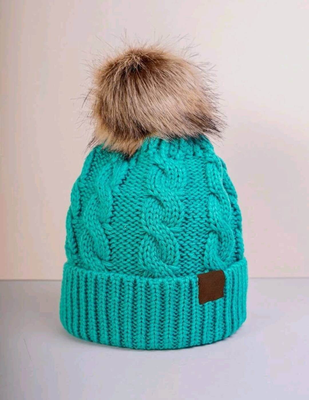 unisex blue pompom beanie