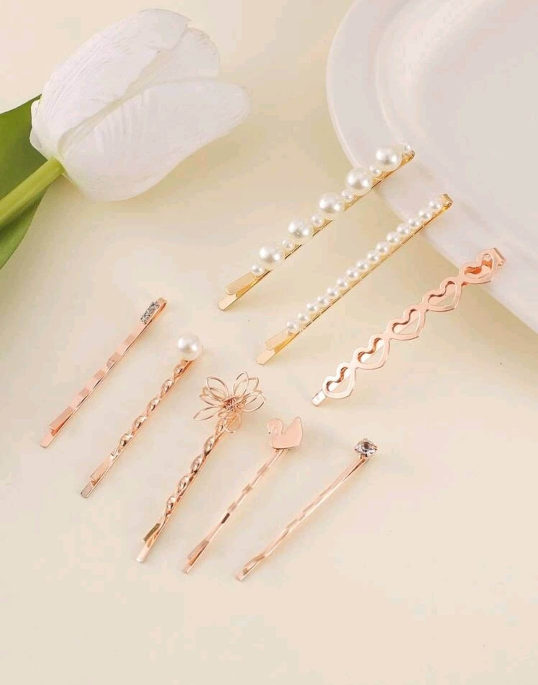 rose gold hair clips set