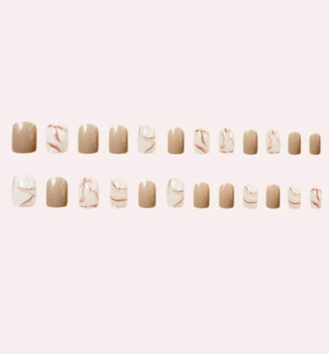 Nails - brown beige marble
