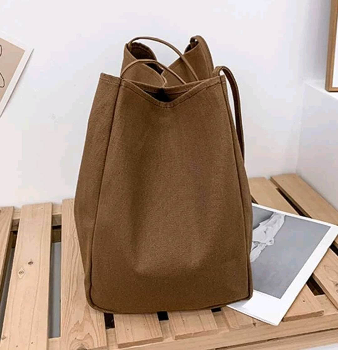khaki fabric shoulder tote