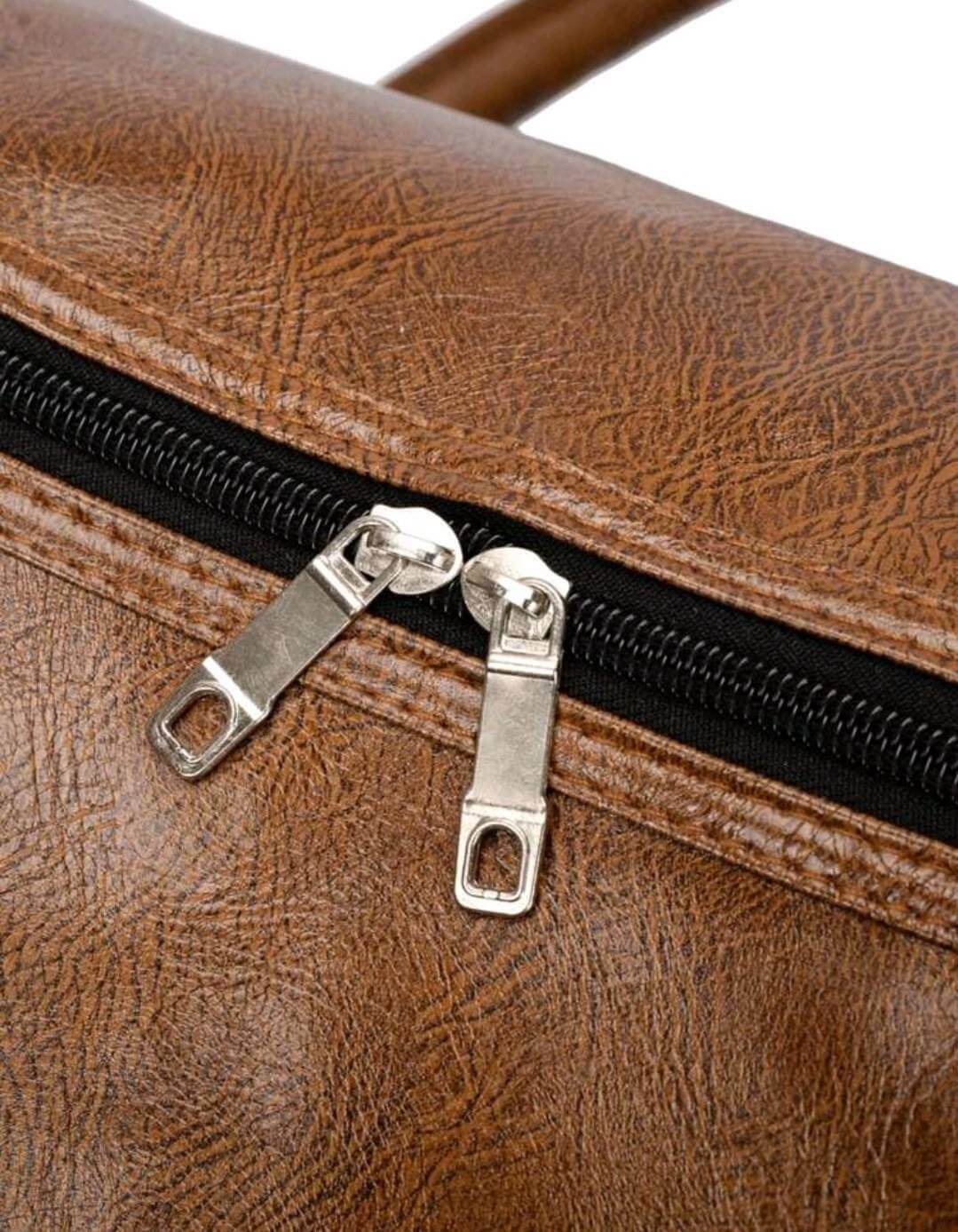 unisex brown leather weekend overnight duffle bag