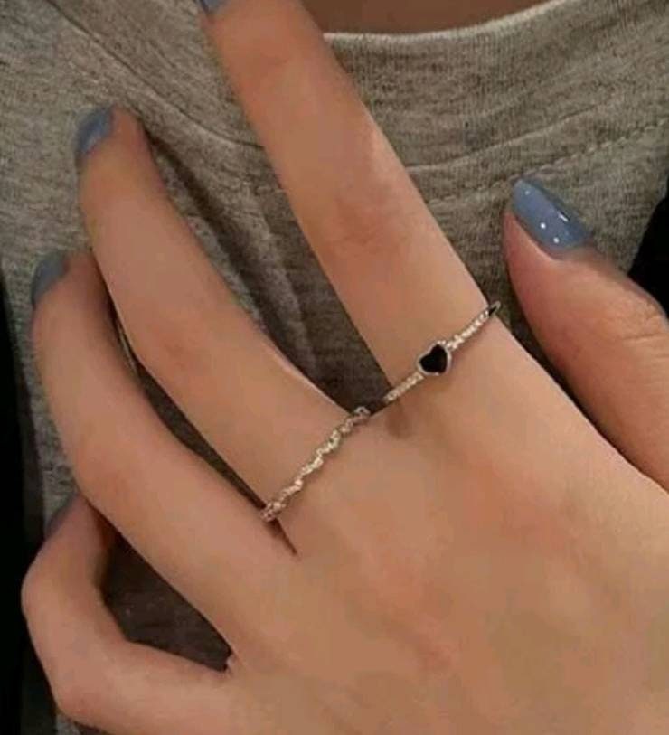 Ring - black heart silver rings