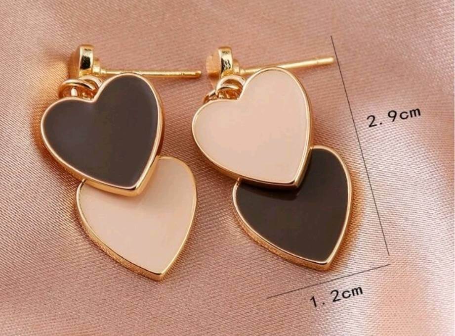 Earrings - gold + black drop