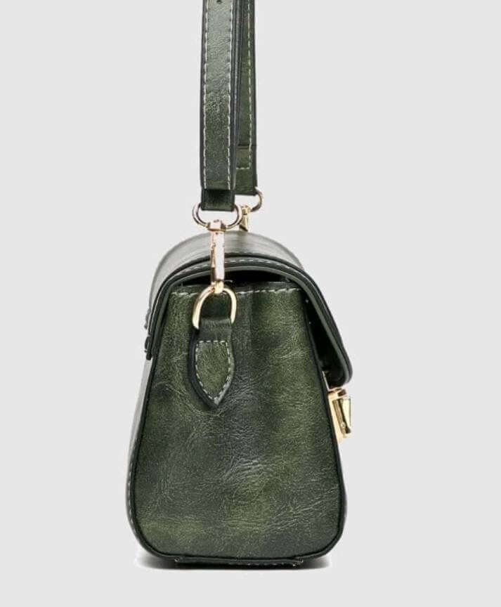 quirky green leather shoulder bag