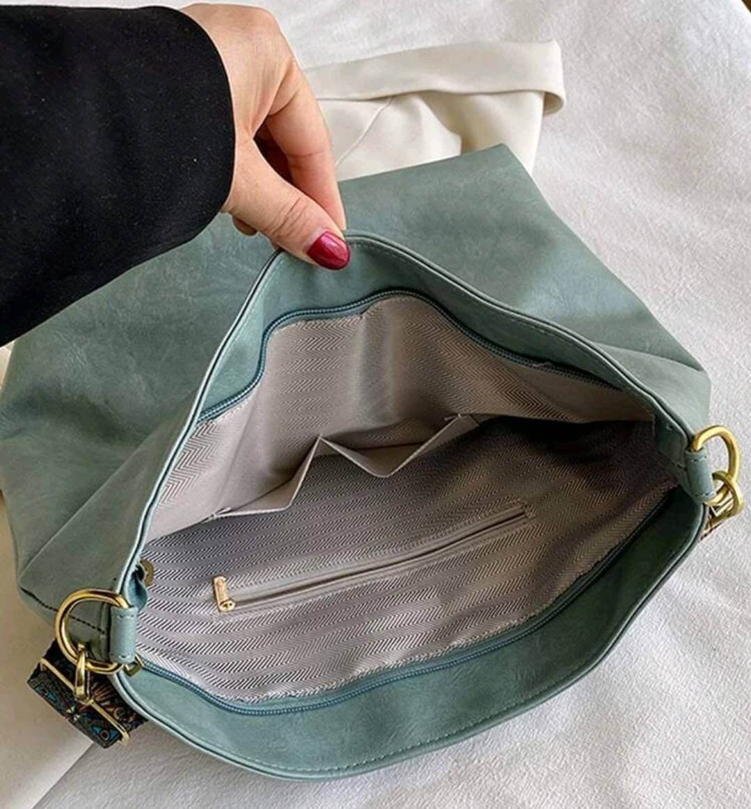 luxury light pink leather fabric strap shoulder tote