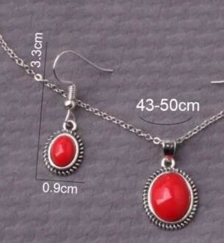 Jewellery Set - red necklace earrings