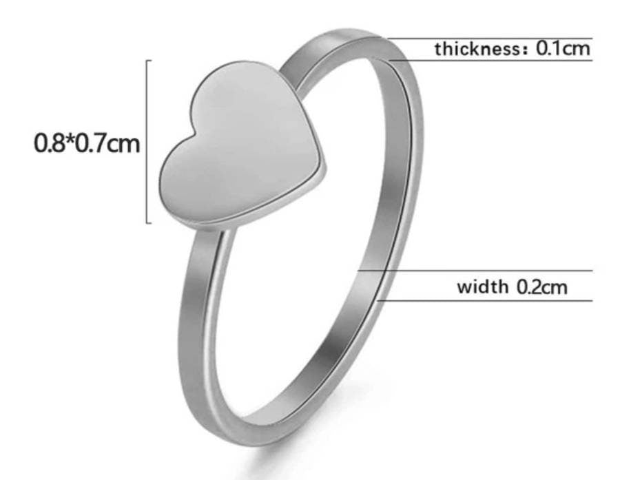 Ring (N P R U) - silver heart