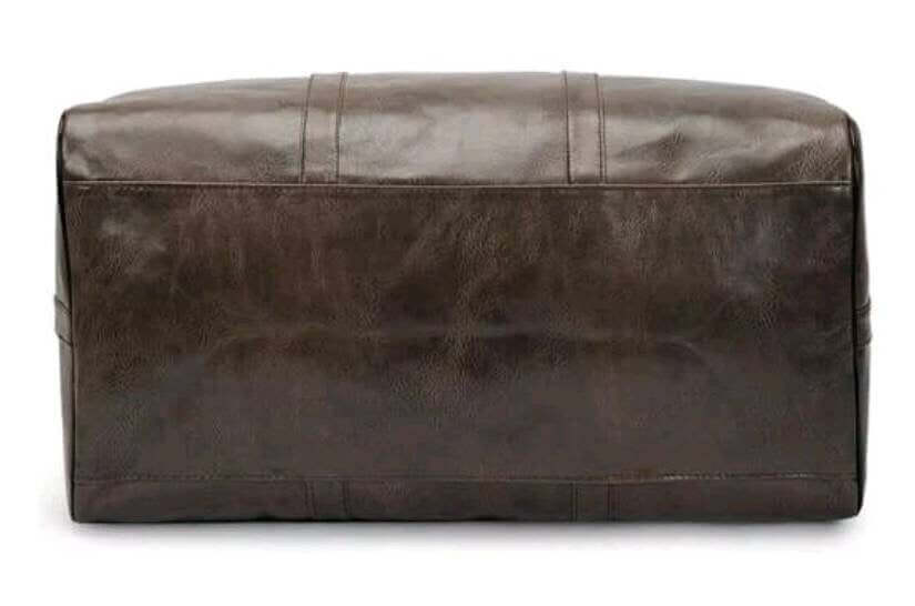 unisex dark brown leather weekend overnight duffle bag