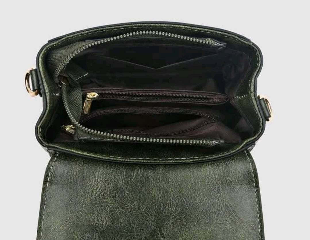 quirky green leather shoulder bag