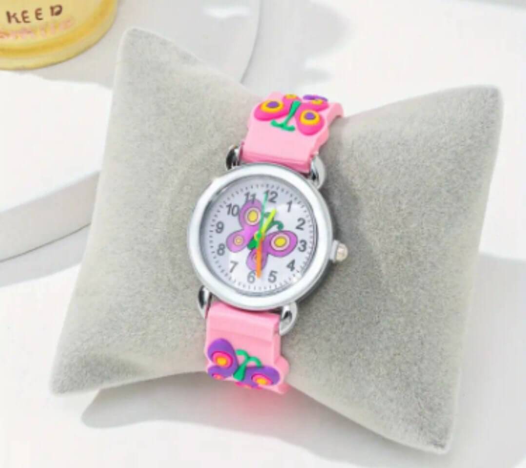Child's jewellery pink butterfly silicone watch