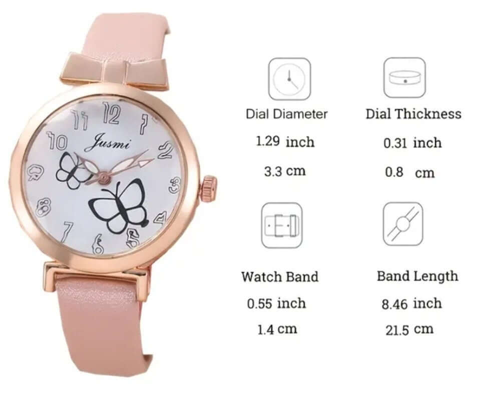 Child's jewellery pink butterfly silicone watch set