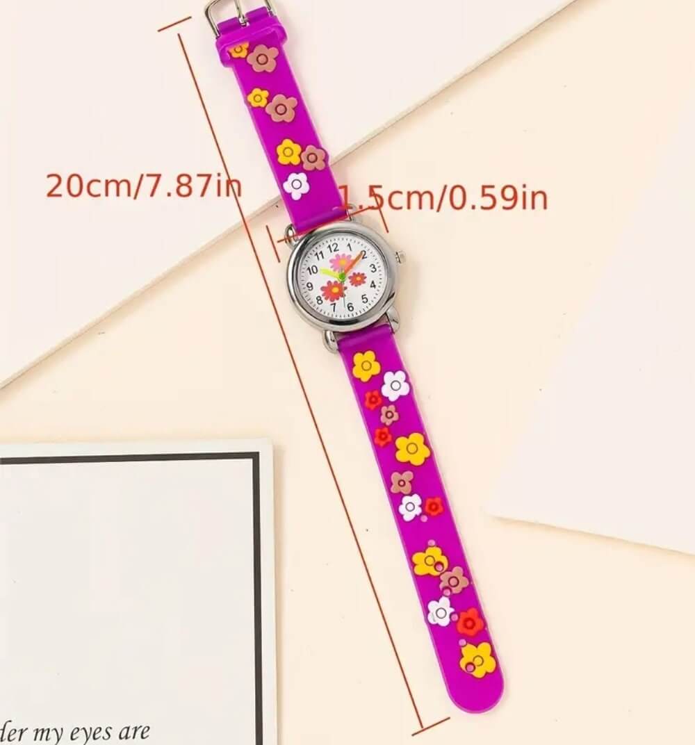 Child's jewellery pink floral silicone watch