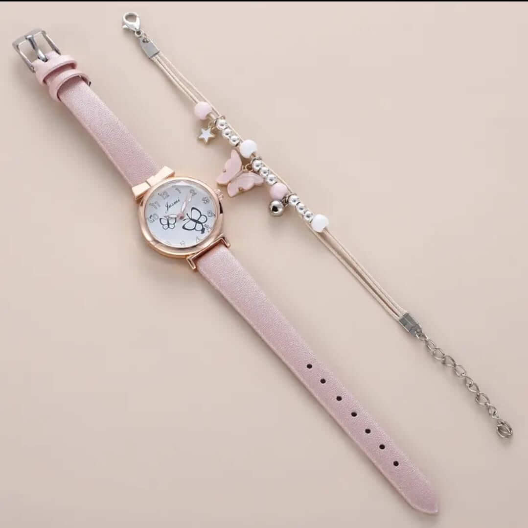 Child's jewellery pink white silicone watch set
