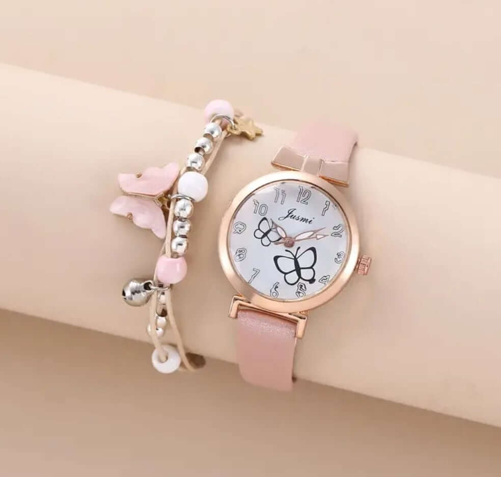 Child's jewellery pink white silicone watch set
