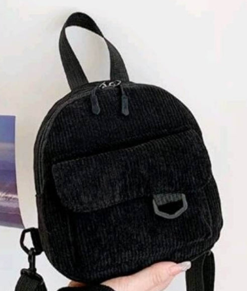 Bag - Backpack - black corduroy tab