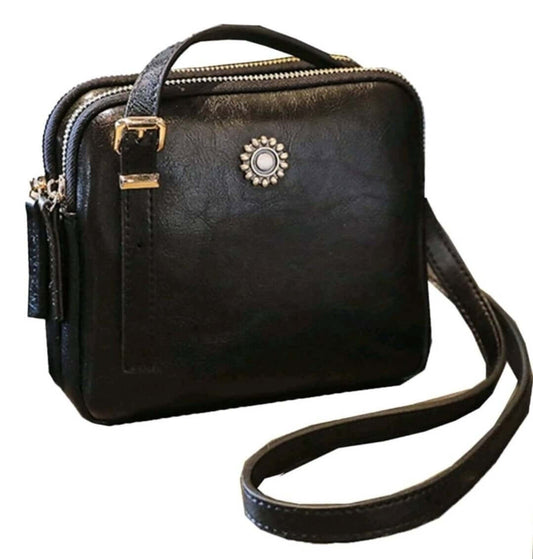 luxury black square leather shoulder bag 