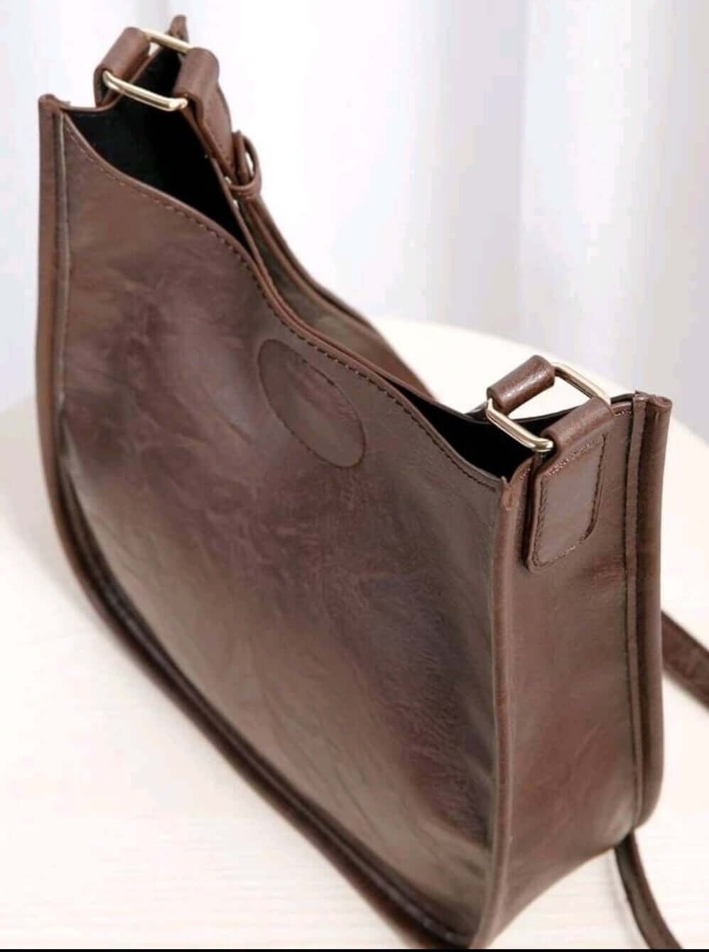 quirky luxury dark brown leather shoulder bag 