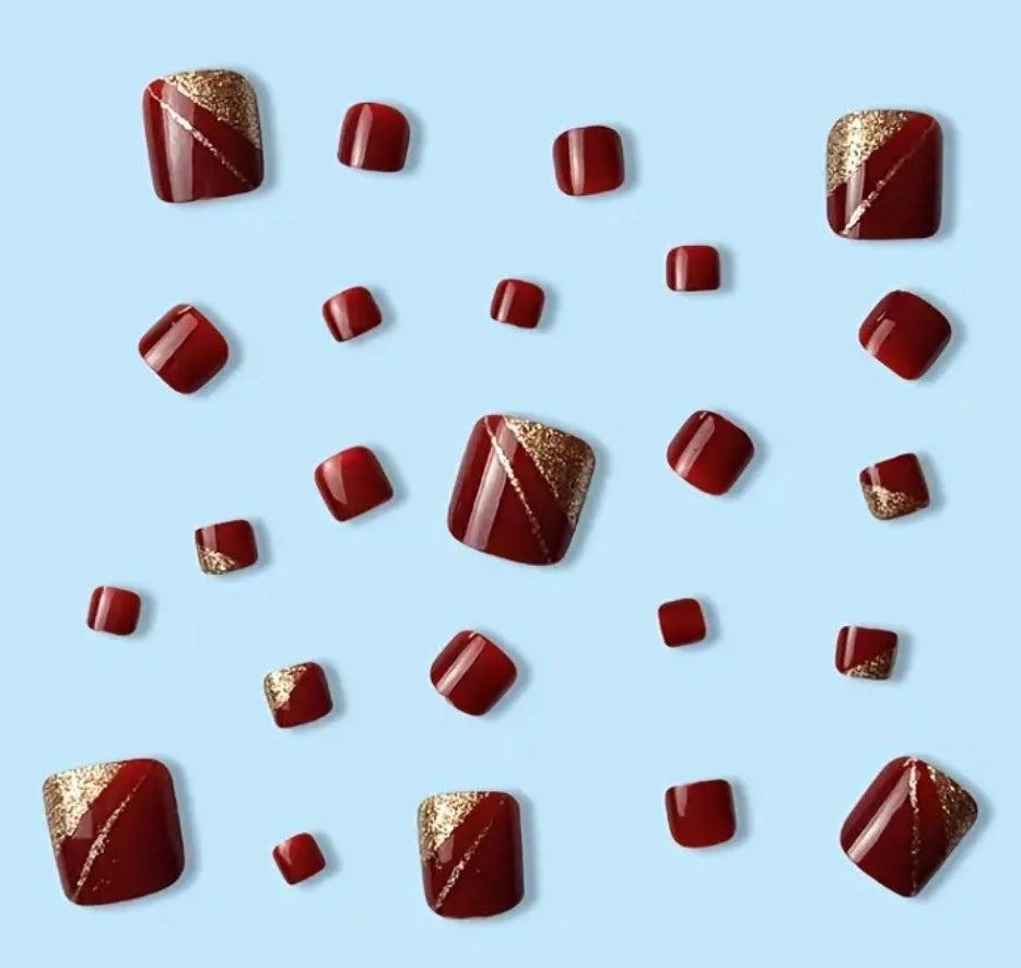 Nails - red gold (toes)