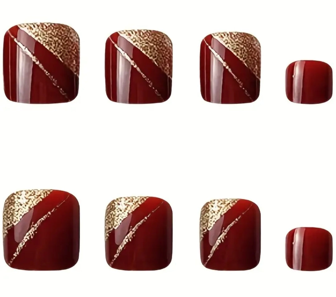 Nails - red gold (toes)