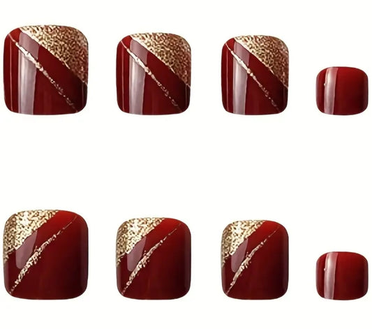 Nails - red gold (toes)
