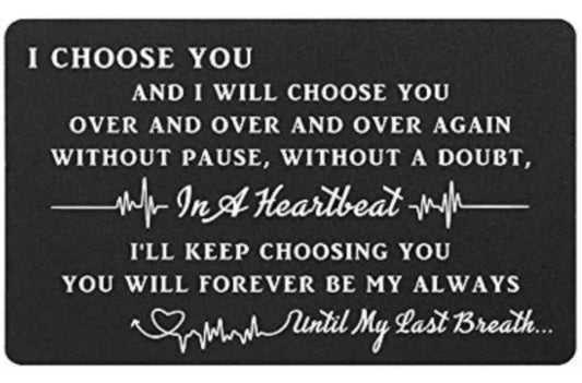 Wallet Card - metal note - I choose you