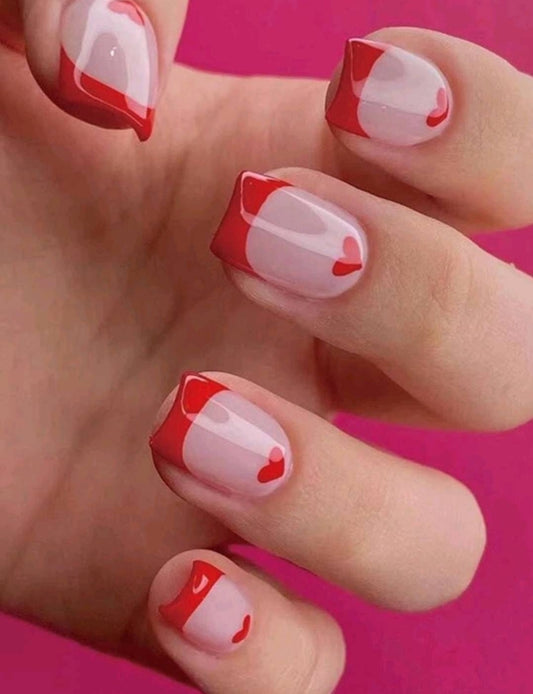 Nails - red heart