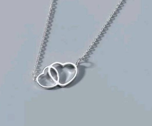NECKLACE - silver double heart