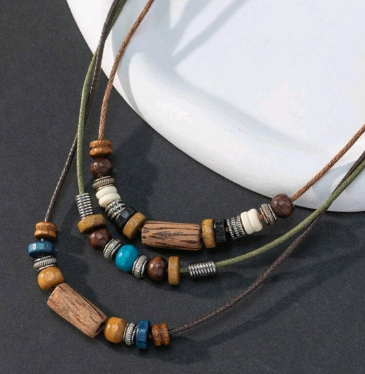  Necklace - Triple layer beaded
