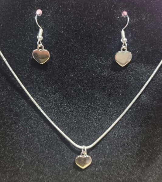 Jewellery Set - Silver heart drop earrings