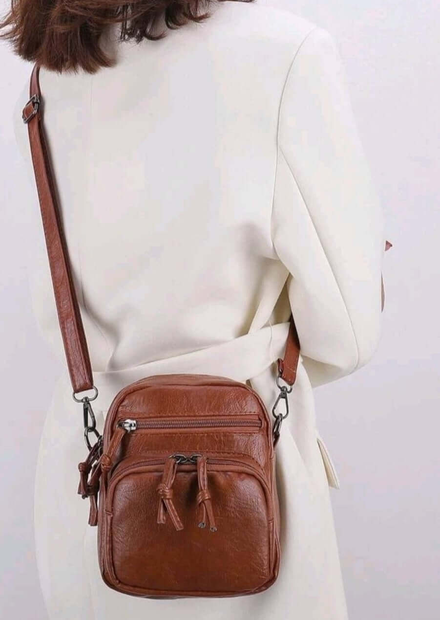 soft brown leather shoulder crossbody bag 