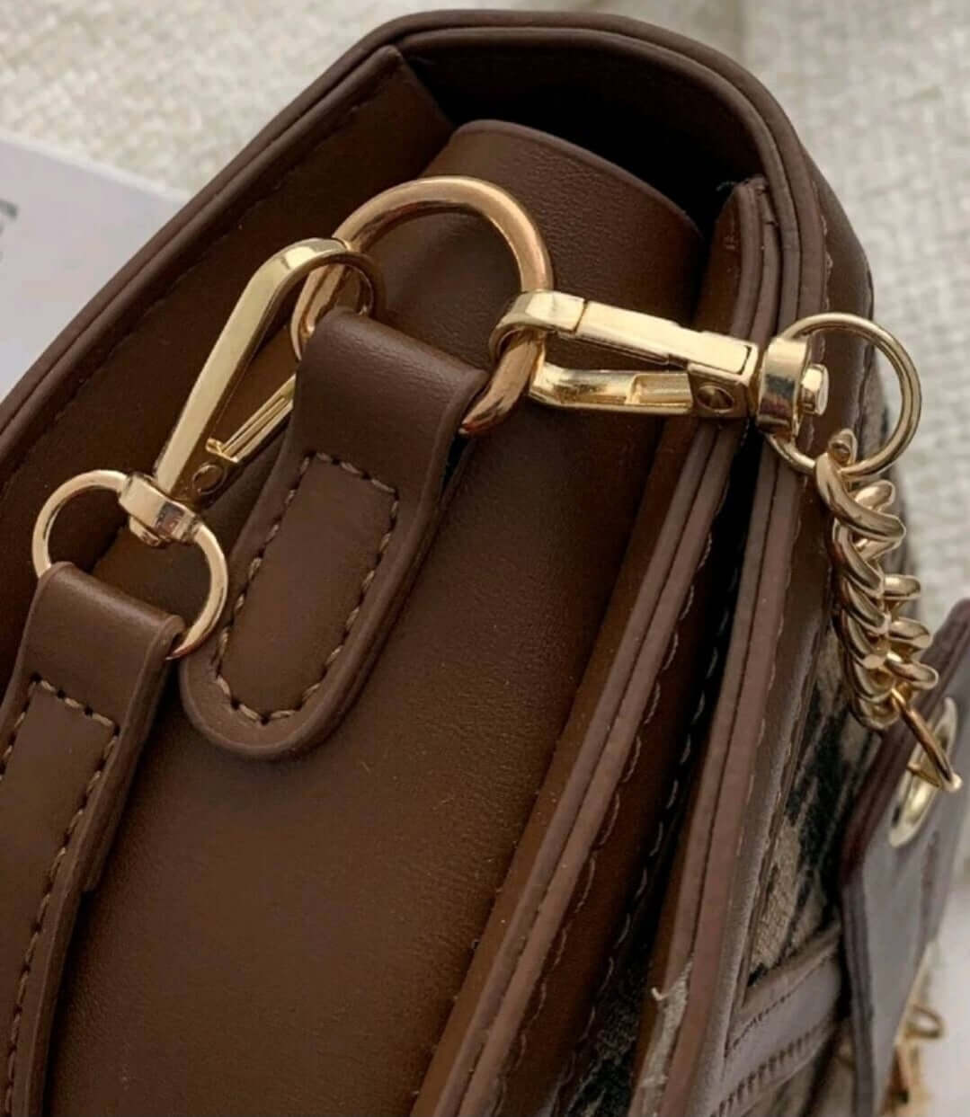 quirky two tone geo fabric saddle shoulder bag