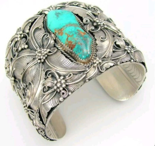 turquoise metal cuff bangle