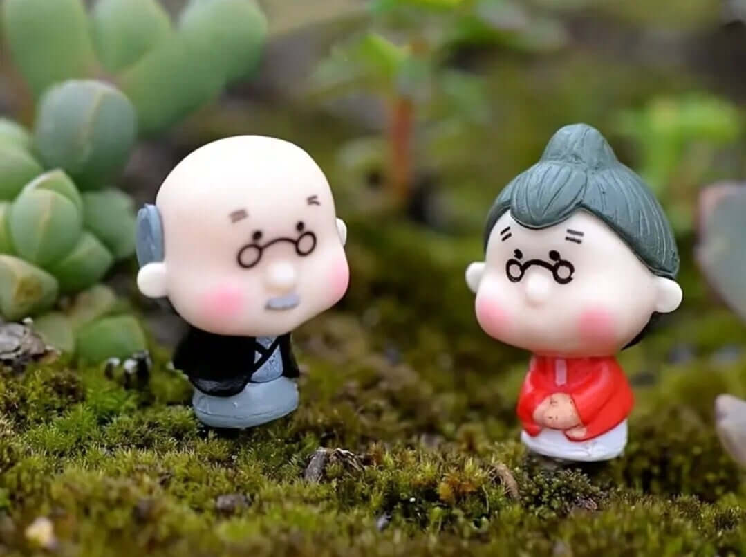 cute older couple resin cake topper