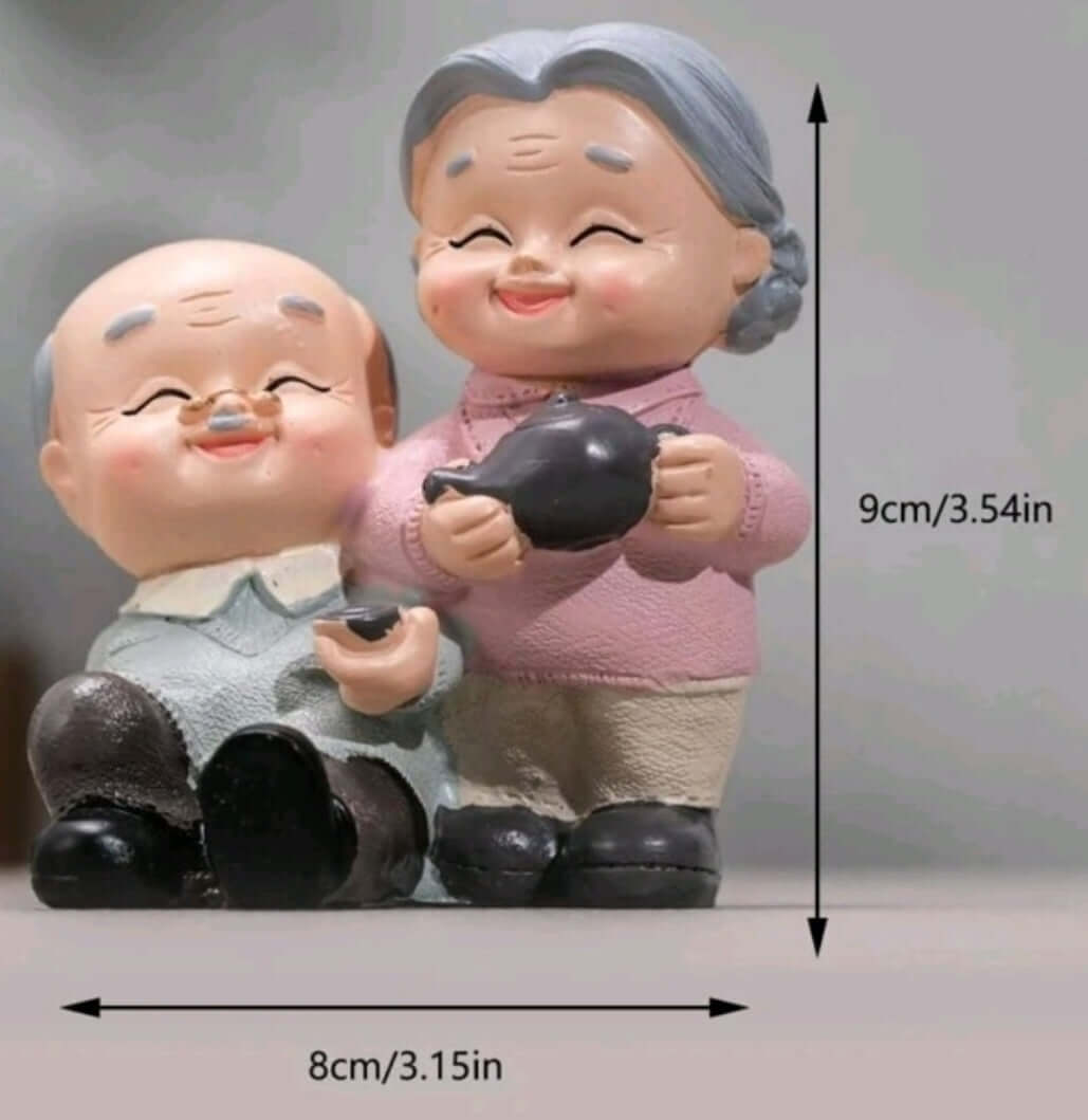 cute older couple resin cake topper