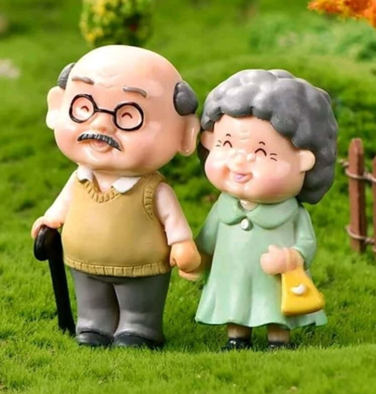 cute older couple resin cake topper