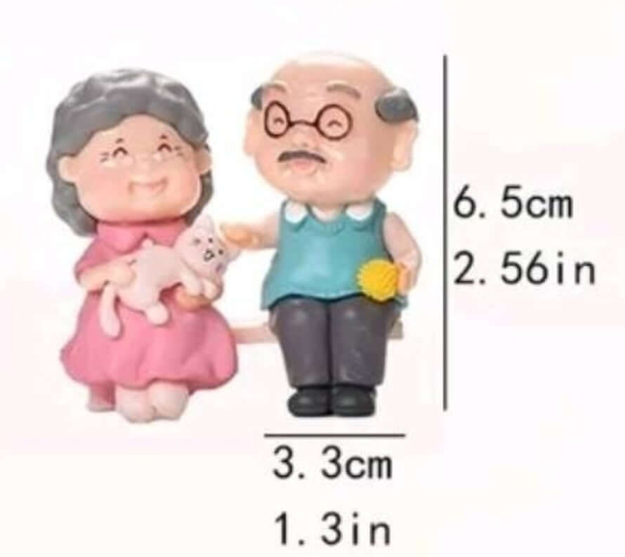cute older couple resin cake topper