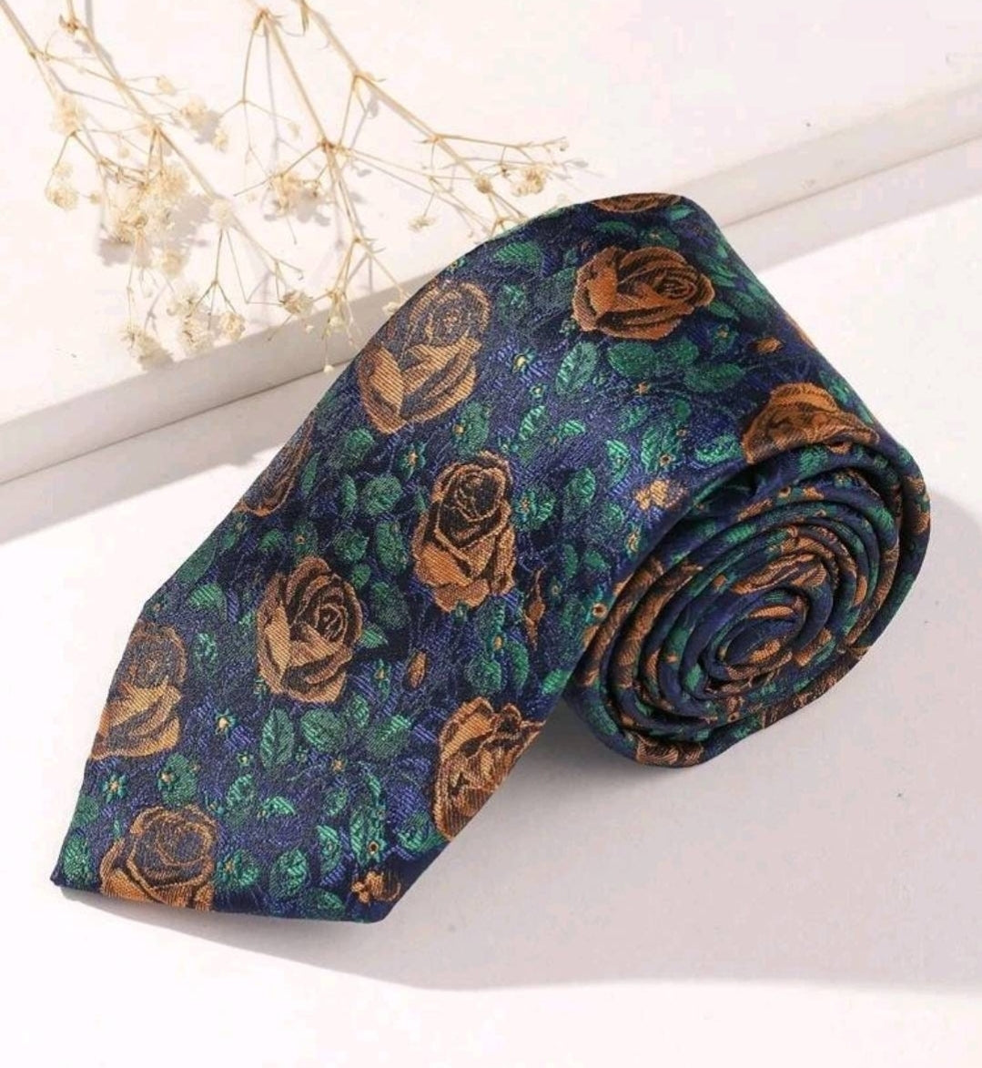 Tie - dark floral