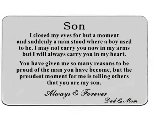Wallet Card - Son from Dad Mom