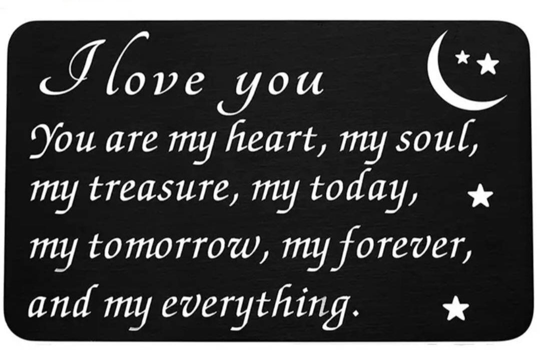 Wallet Card - metal love note & envelope - love you